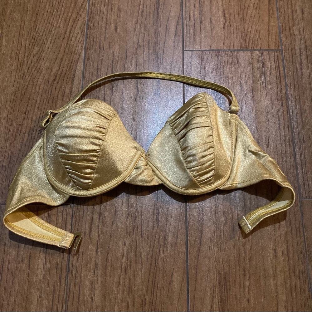 Vintage 1960s Gold Foil Bra Top Sz Small Showgirl Burlesque